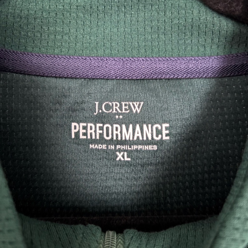 J.Crew Performance Dark Green Quarter-Zip Pullover - Picture 2 of 4